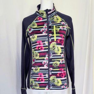 Zella Girls Size XL 14 16 Full Zip Long Sleeve Athletic Jacket Blue Floral
